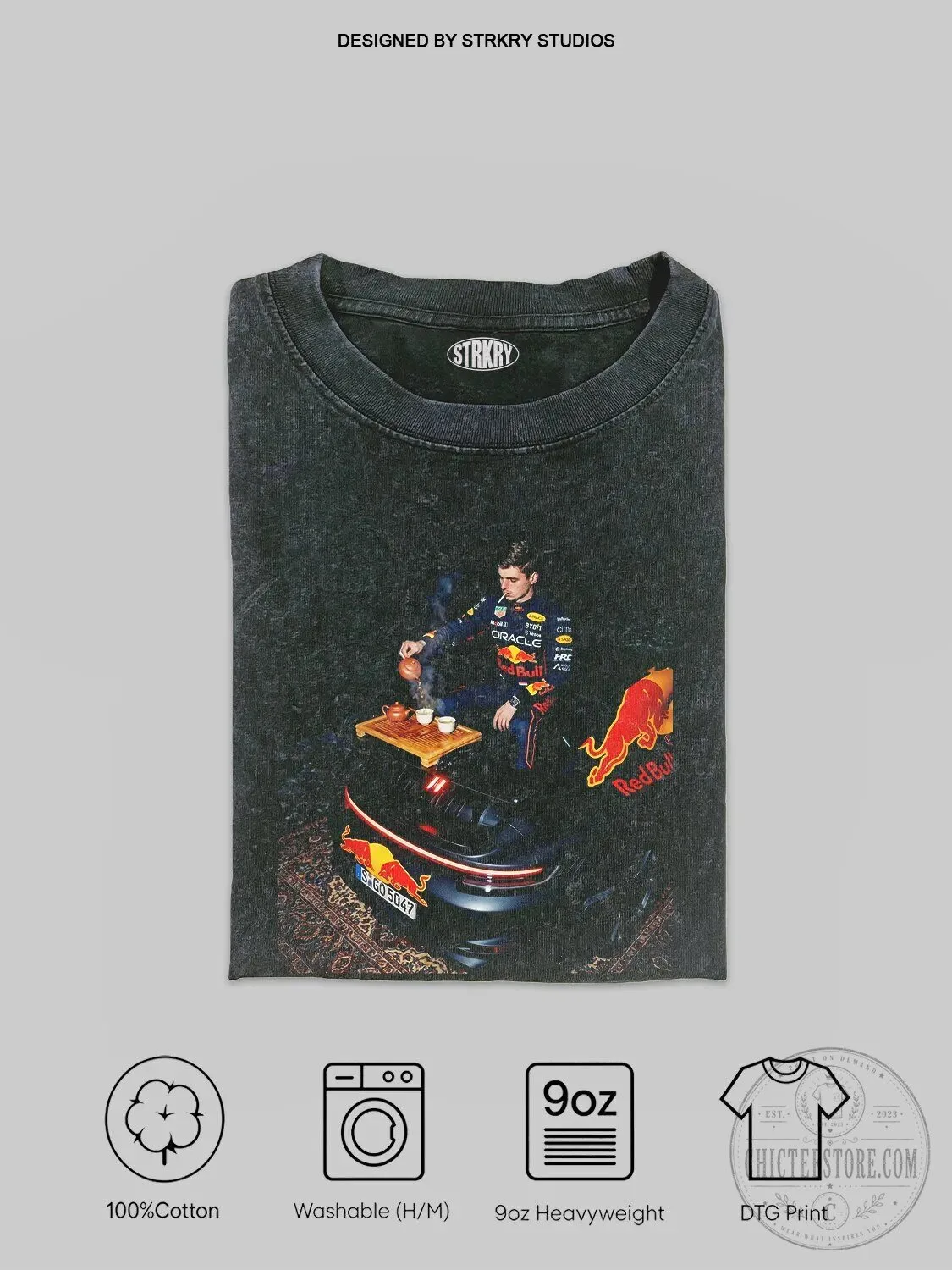 Max Verstappen F1 Racing Graphic Black Washed T-Shirt
