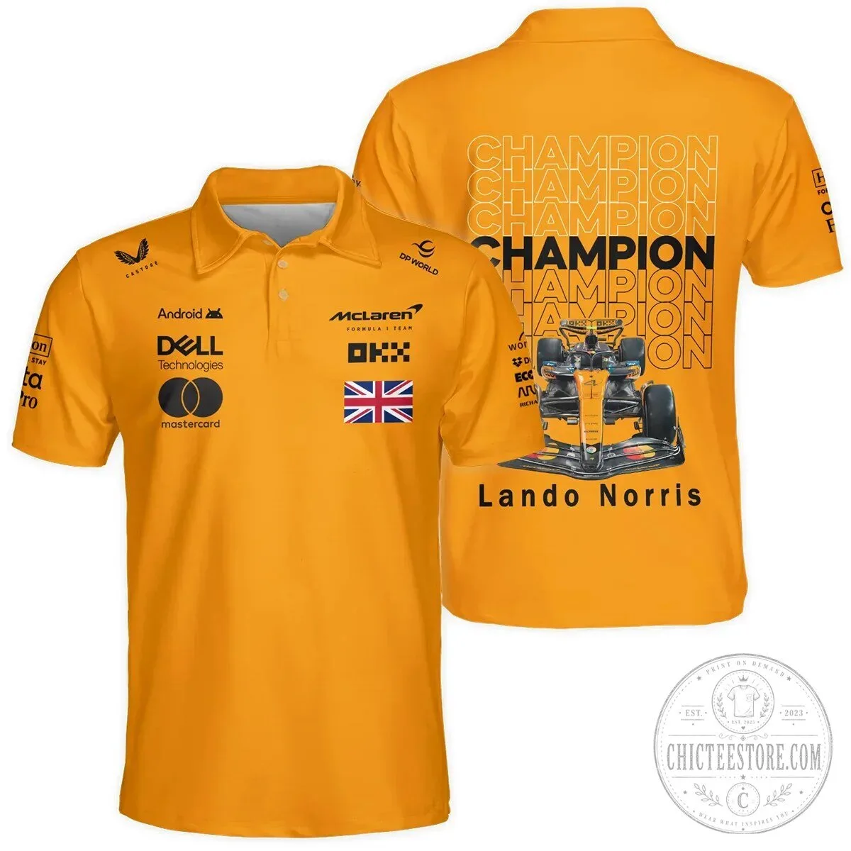 McLaren Formula 1 Polo Shirt of Racing Champion Lando Norris