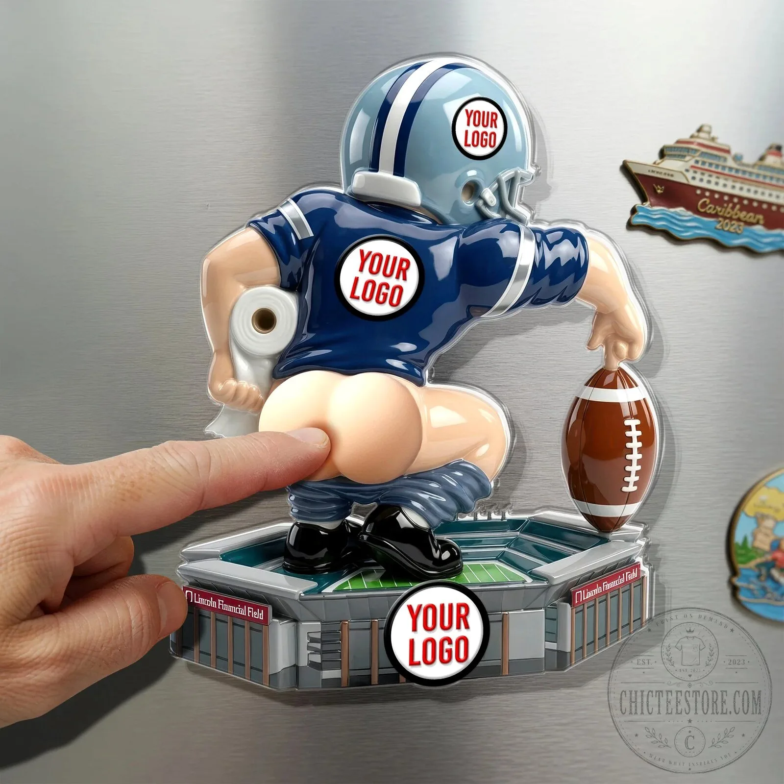 Funny Football Player Pooping Anti-Collision Refrigerator Magnet