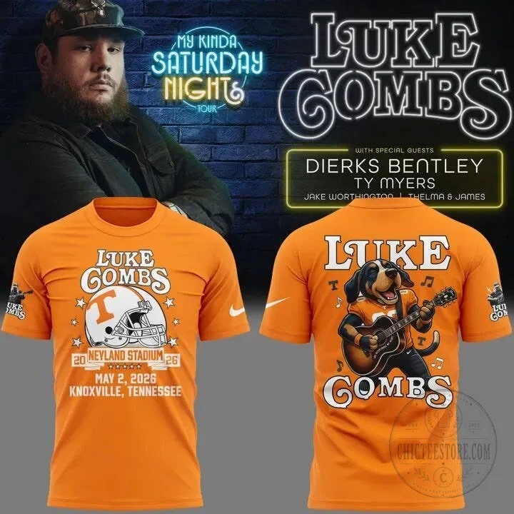 ..Luke Combs My Kinda Saturday Night Tour 2026 Neyland Stadium Orange Shirt v2 NN