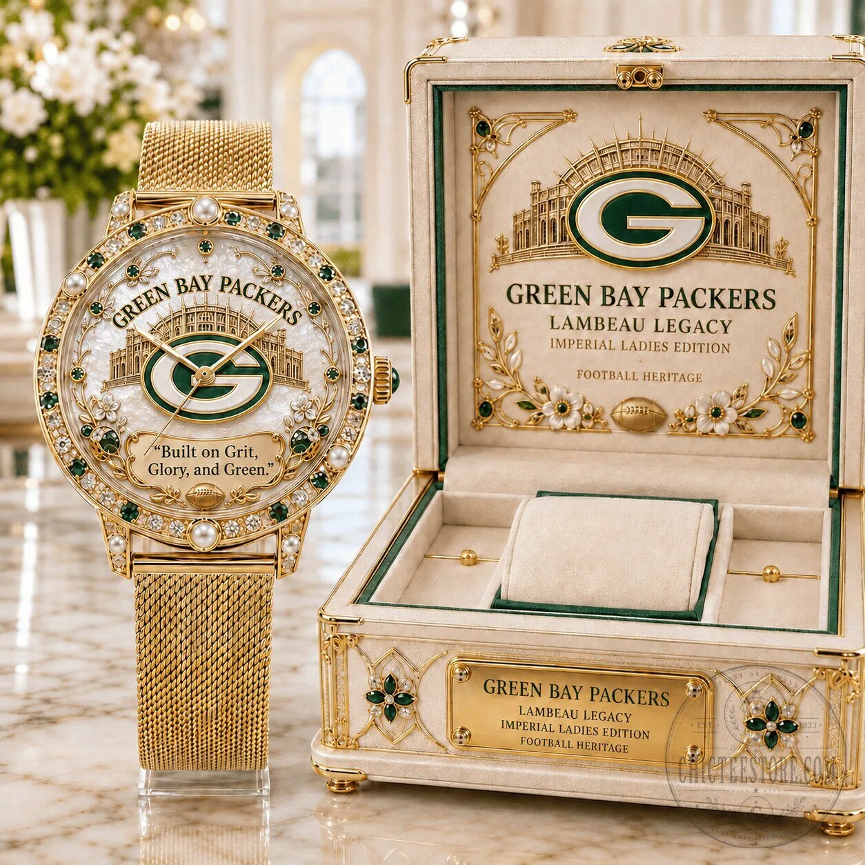 Green Bay Packers Lambeau Legacy Imperial Ladies Edition Gold Watch