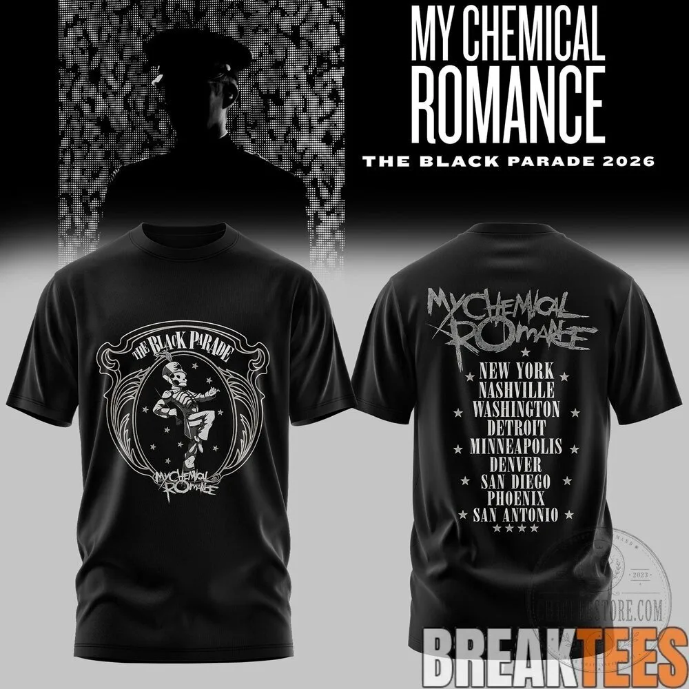 Black T-Shirt for My Chemical Romance 2026 Tour Dates - The Black Parade