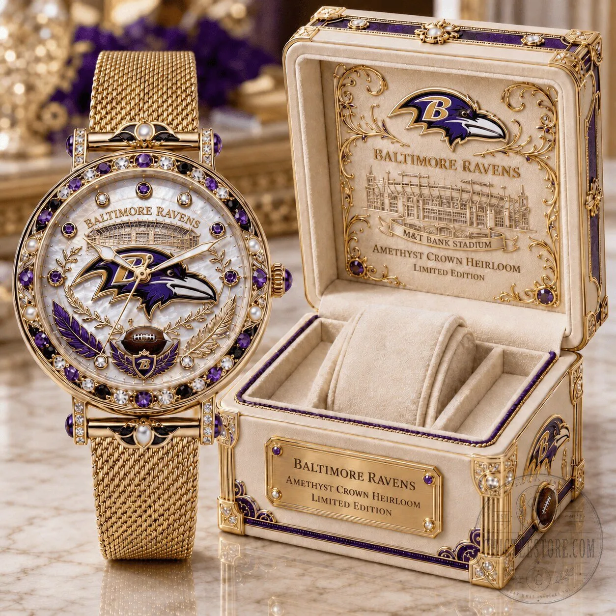 Baltimore Ravens Amethyst Crown Heirloom Limited Edition Watch
