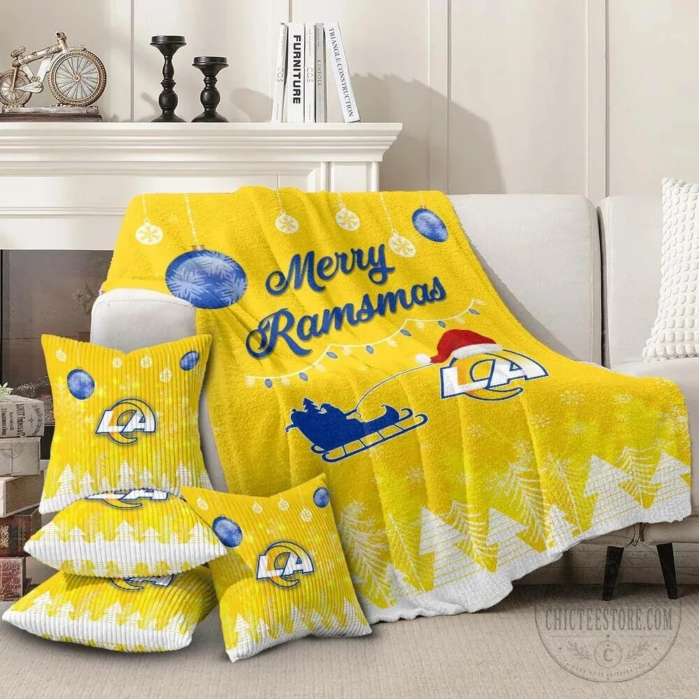 Los Angeles Rams Merry Ramsmas Christmas Fleece Blanket