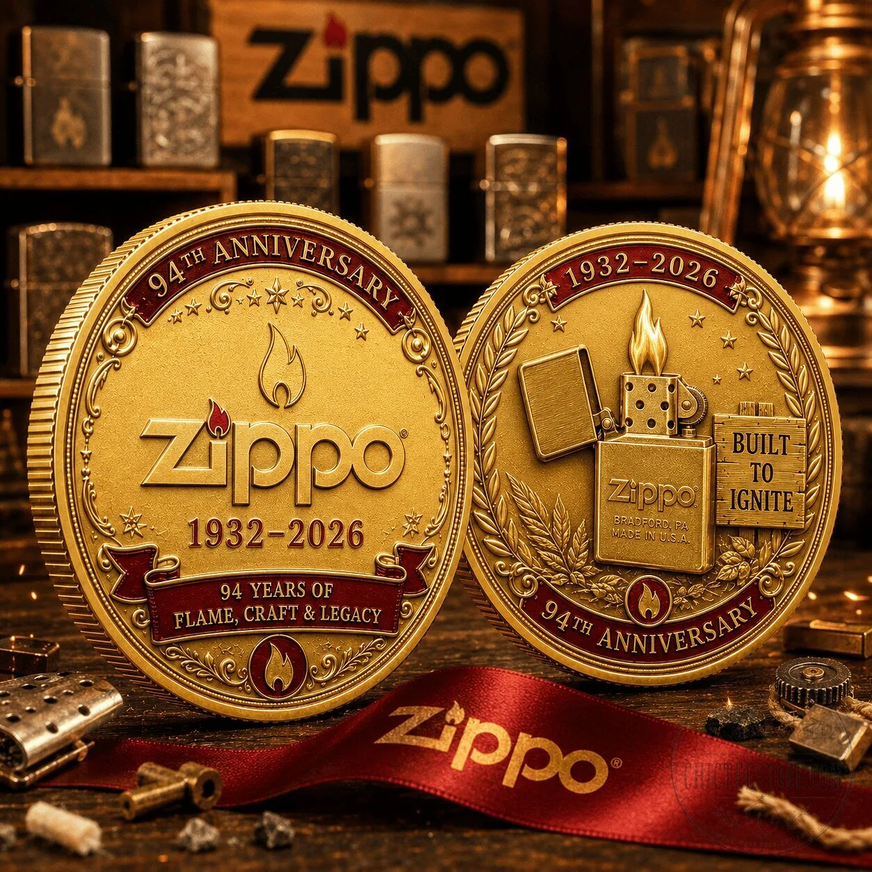 Zippo 94th Anniversary Commemorative Gold Coin for Collectors and Flame Enthusiasts