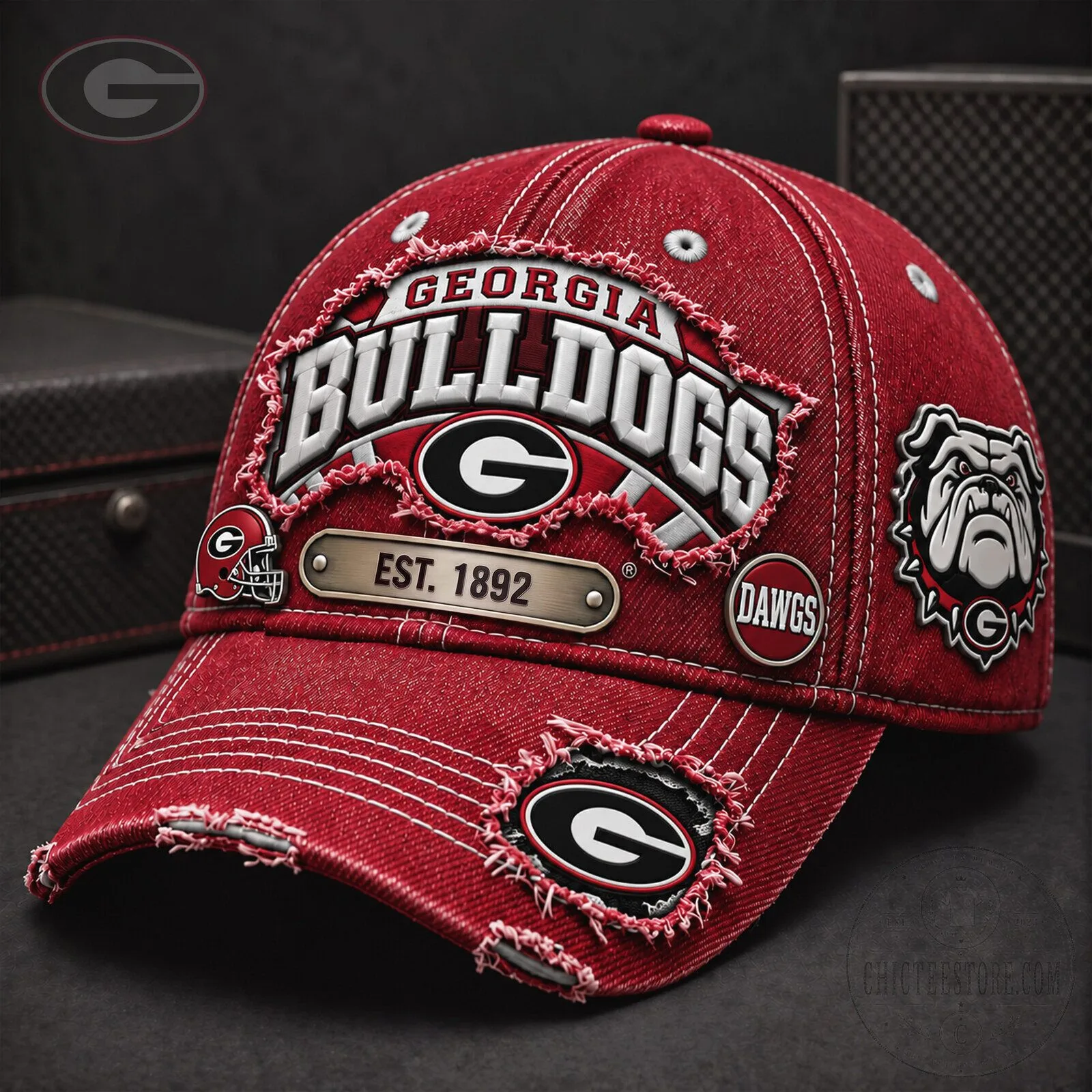 Georgia Bulldogs Distressed Denim Baseball Cap Hat