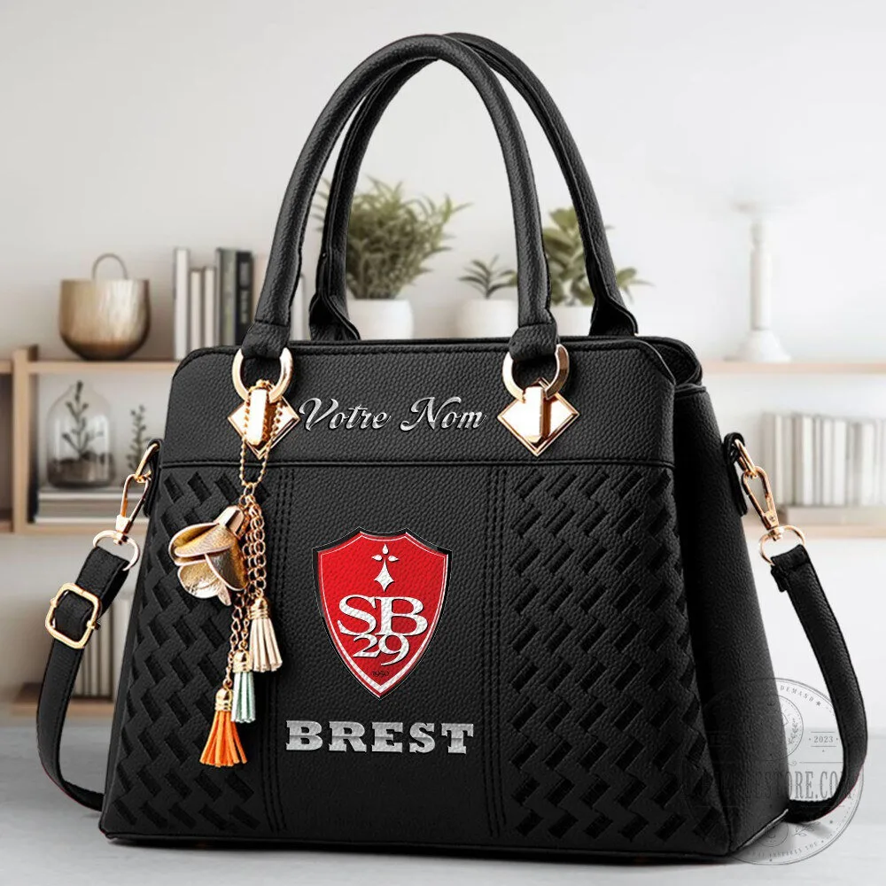 Stade Brestois 29 Football Club Personalized Black Leather Handbag