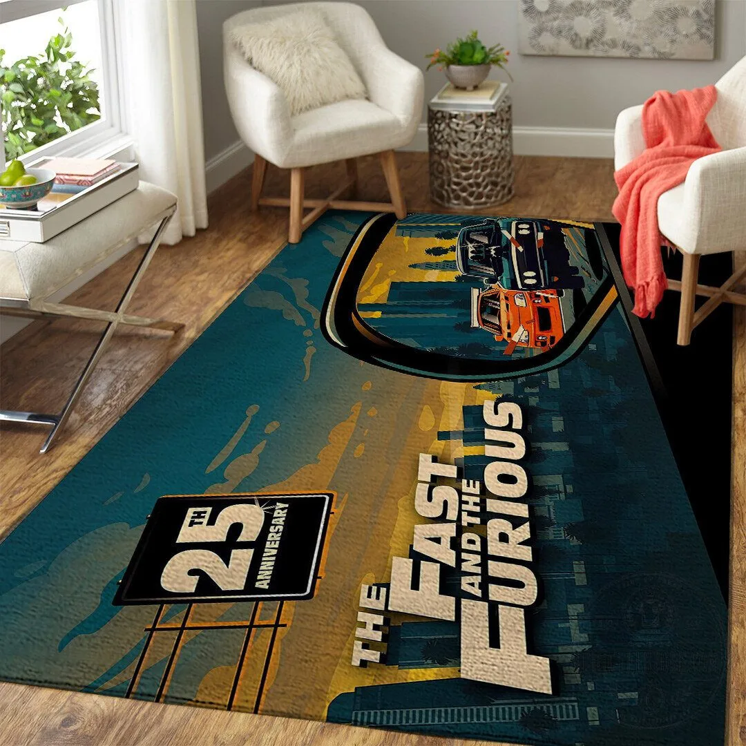 The Fast and the Furious 25th Anniversary Movie Logo Area Rug