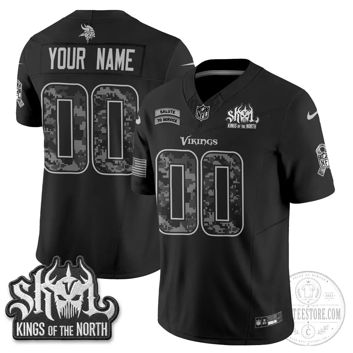 Kings Of The North Football Jersey - Minnesota Vikings Salute To Service Edition