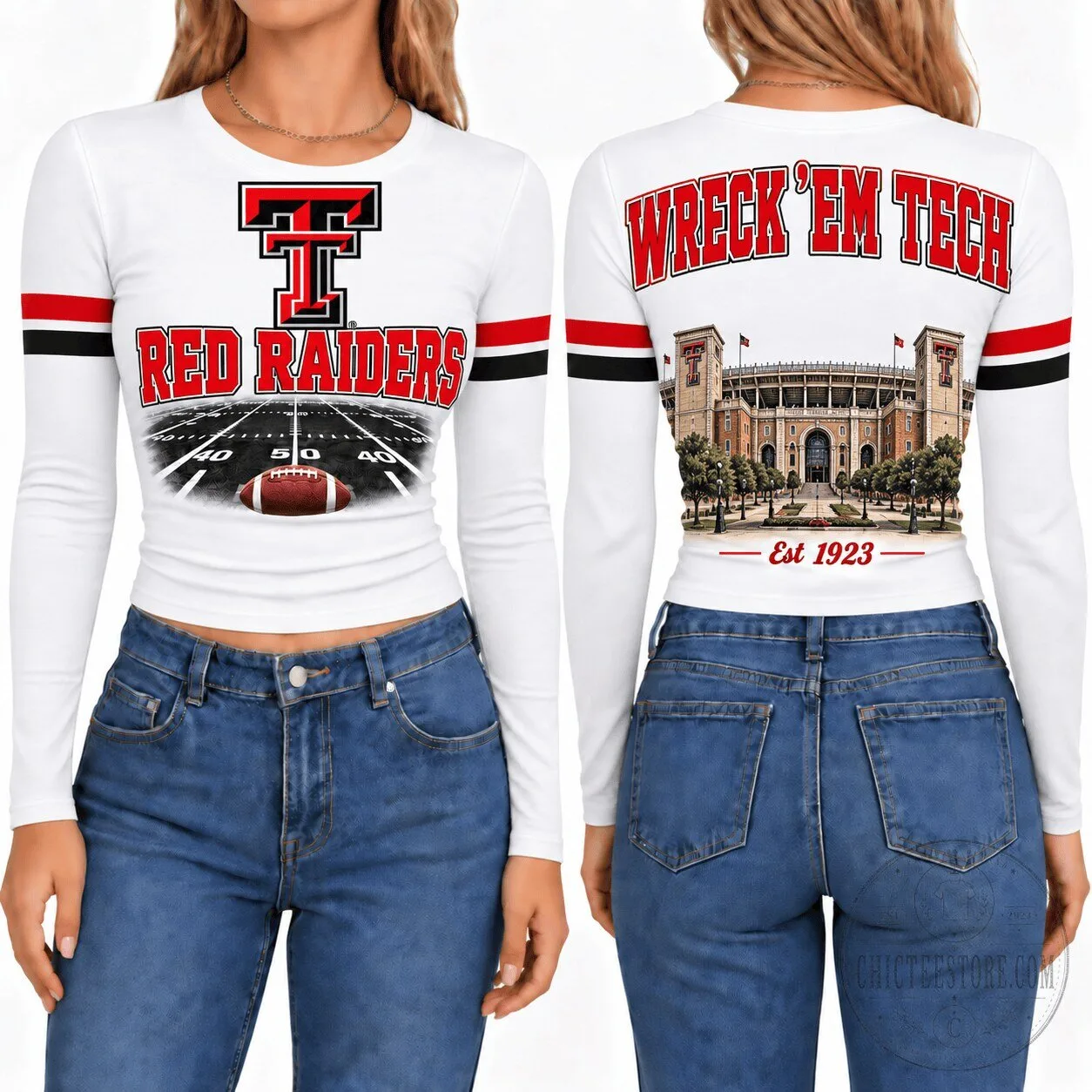 Texas Tech Red Raiders Football Stadium Women's Long Sleeve Shirt