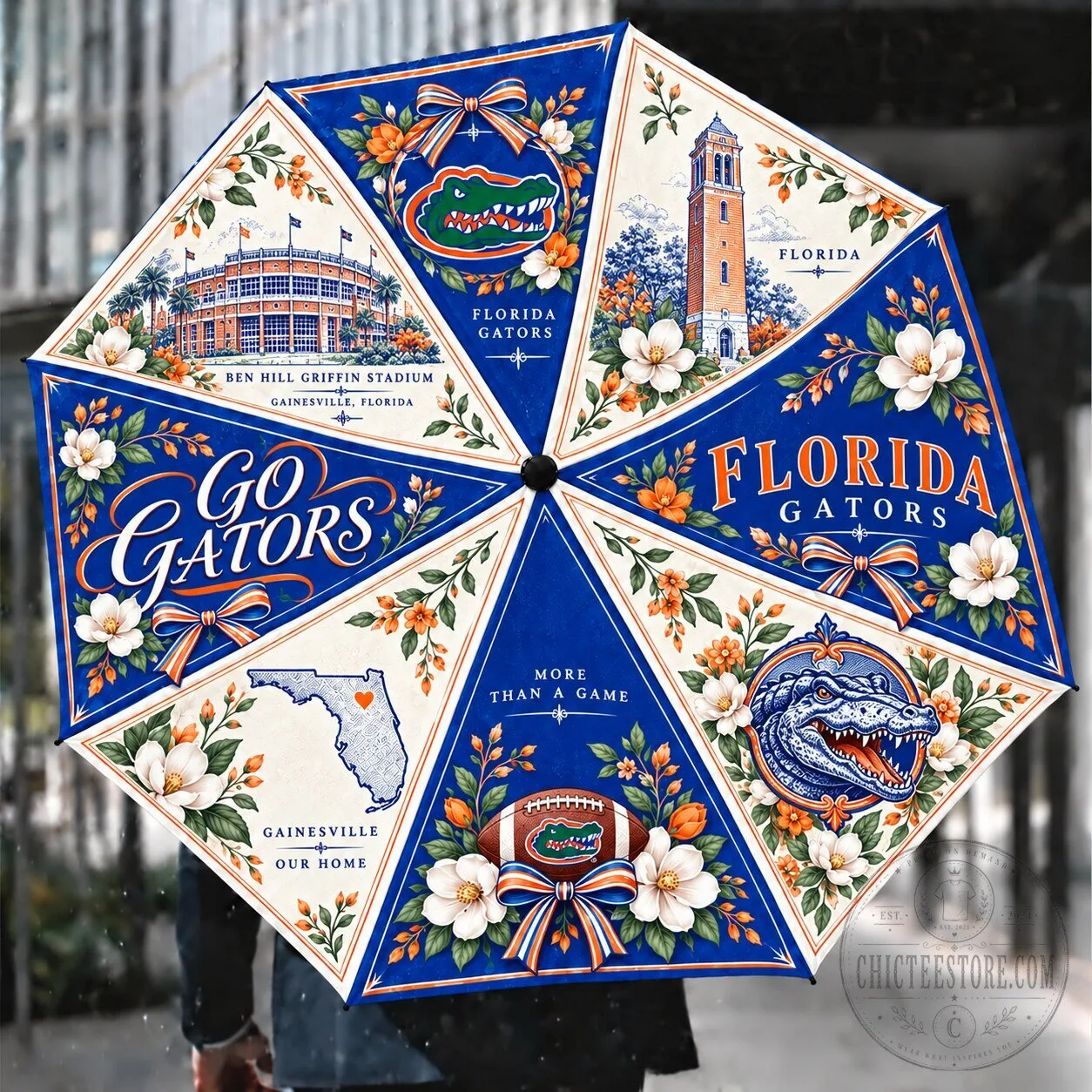 Florida Gators Floral Pattern University of Florida Compact Folding Umbrella