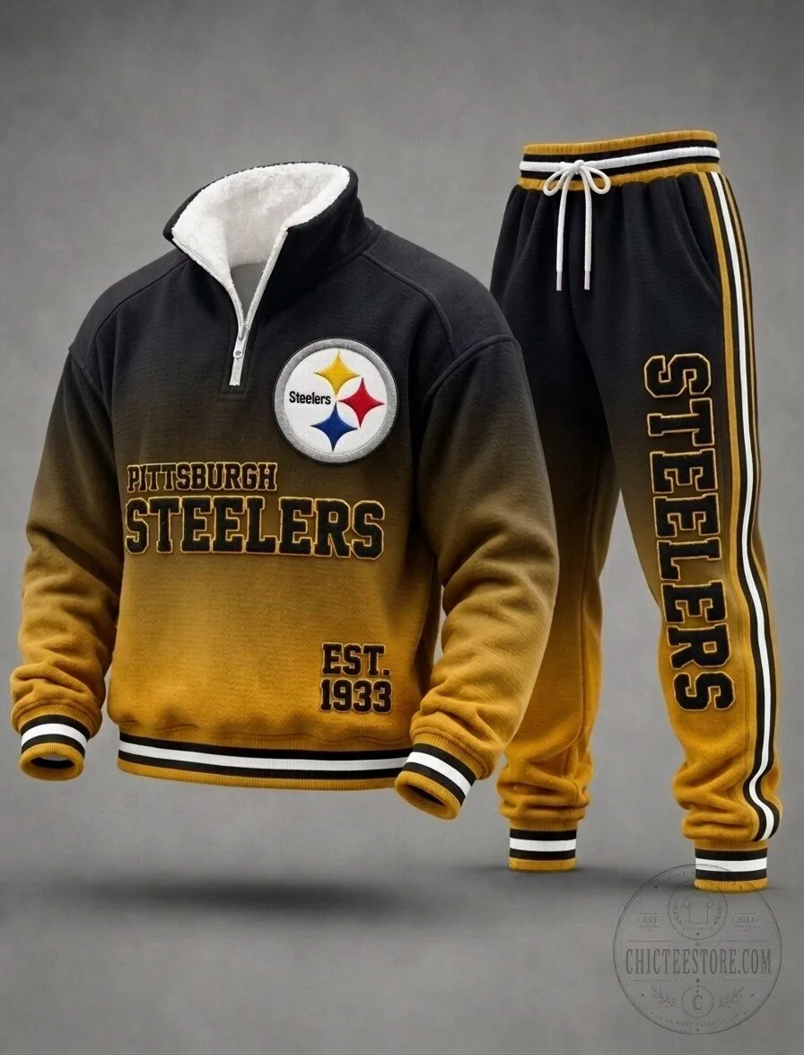 Pittsburgh Steelers Ombre Half-Zip Fleece Sweatshirt and Sweatpants Set