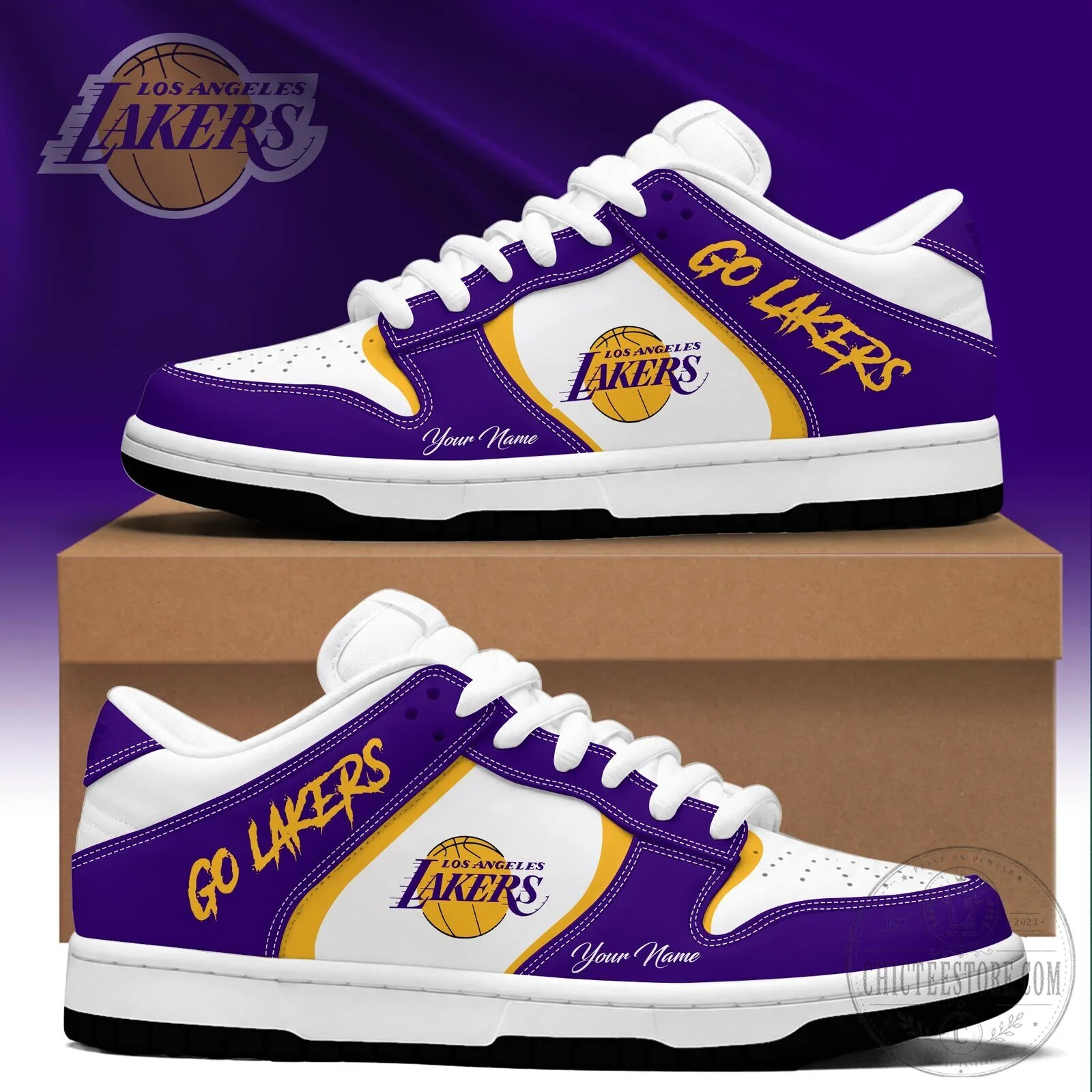Los Angeles Lakers Custom Name Go Lakers Basketball Team Fan Shoes