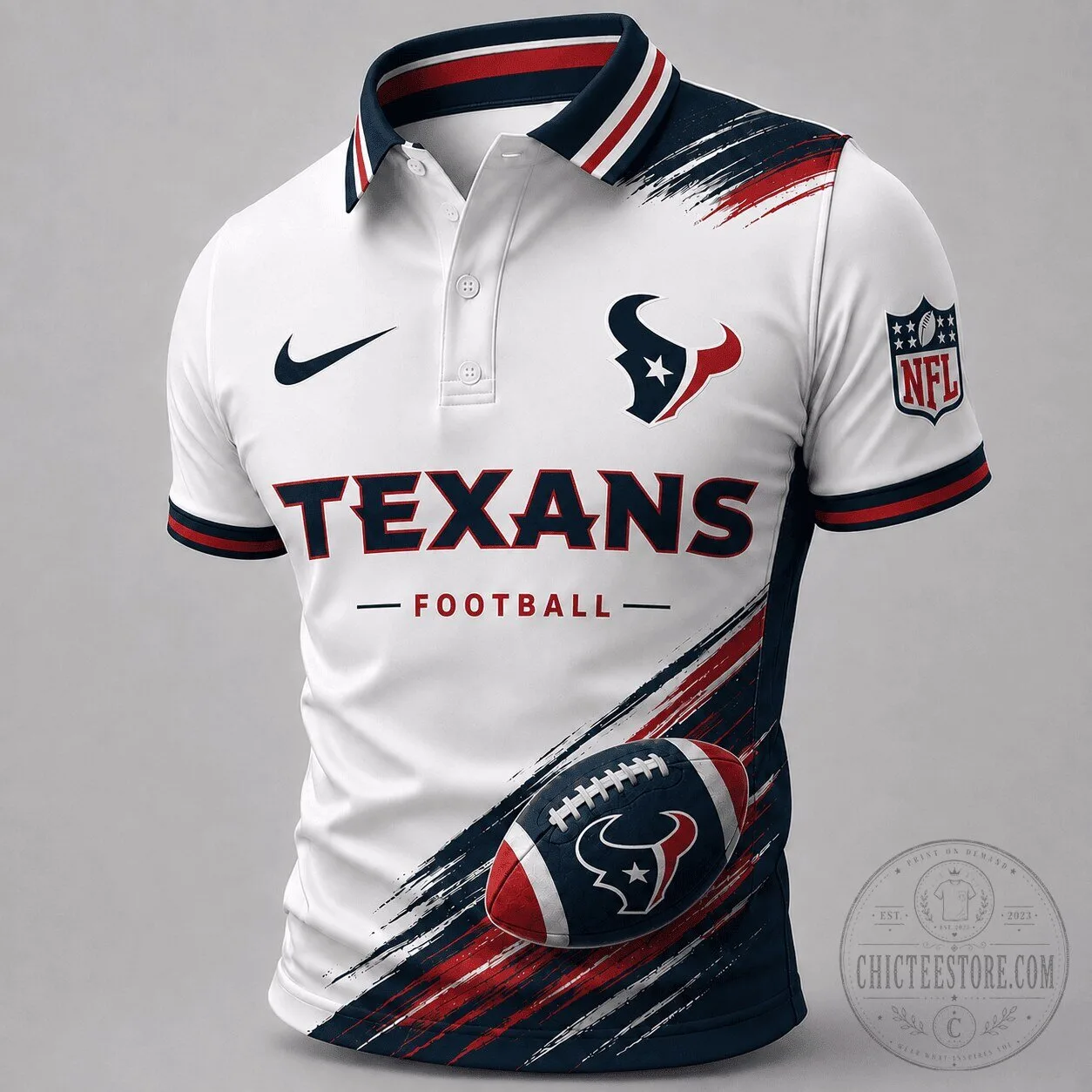 Houston Texans NFL Football Team Dynamic Gridiron Style Polo Shirt