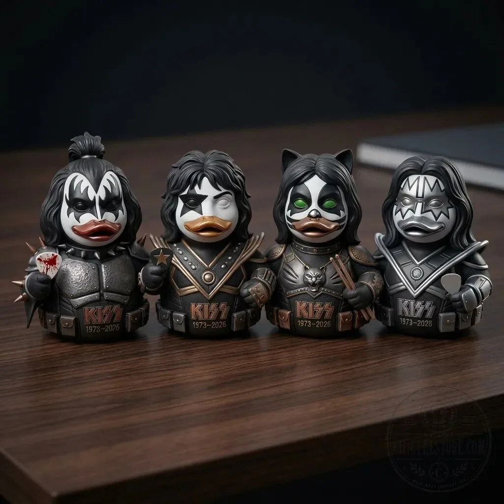 KISS Rock Band Themed Rubber Duck Collectible Figurine Set