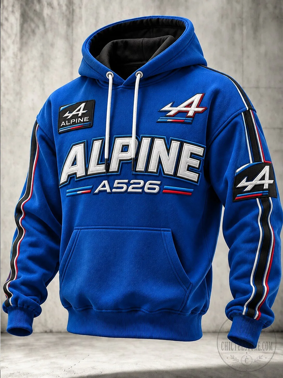 Alpine A526 Racing Team Blue Embroidered Logo Pullover Hoodie