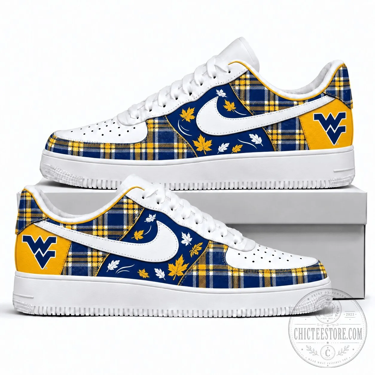 West Virginia Mountaineers Fall Plaid Pattern Custom Shoes