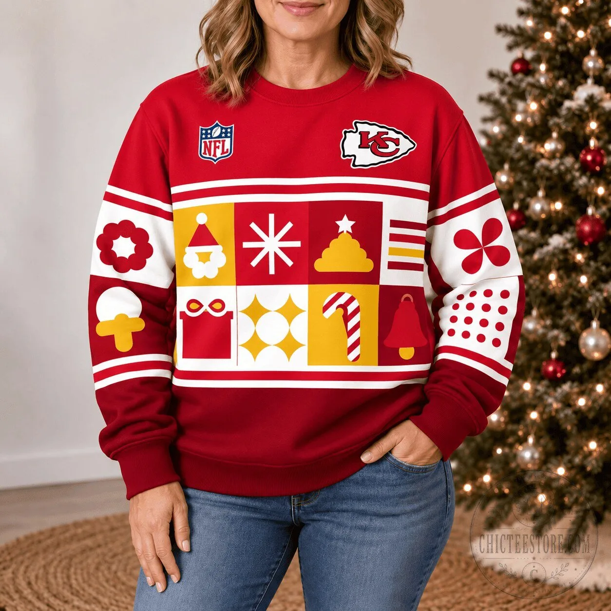 Kansas City Chiefs Christmas Holiday Ugly Sweater