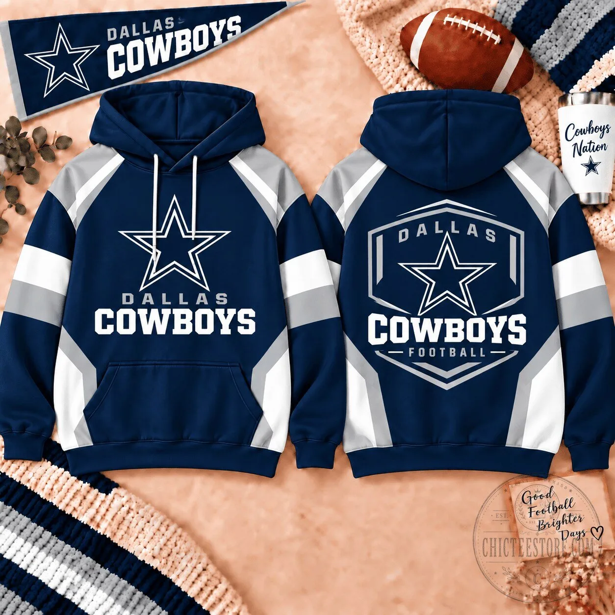 Dallas Cowboys NFL Team Shield Color Block Hoodie