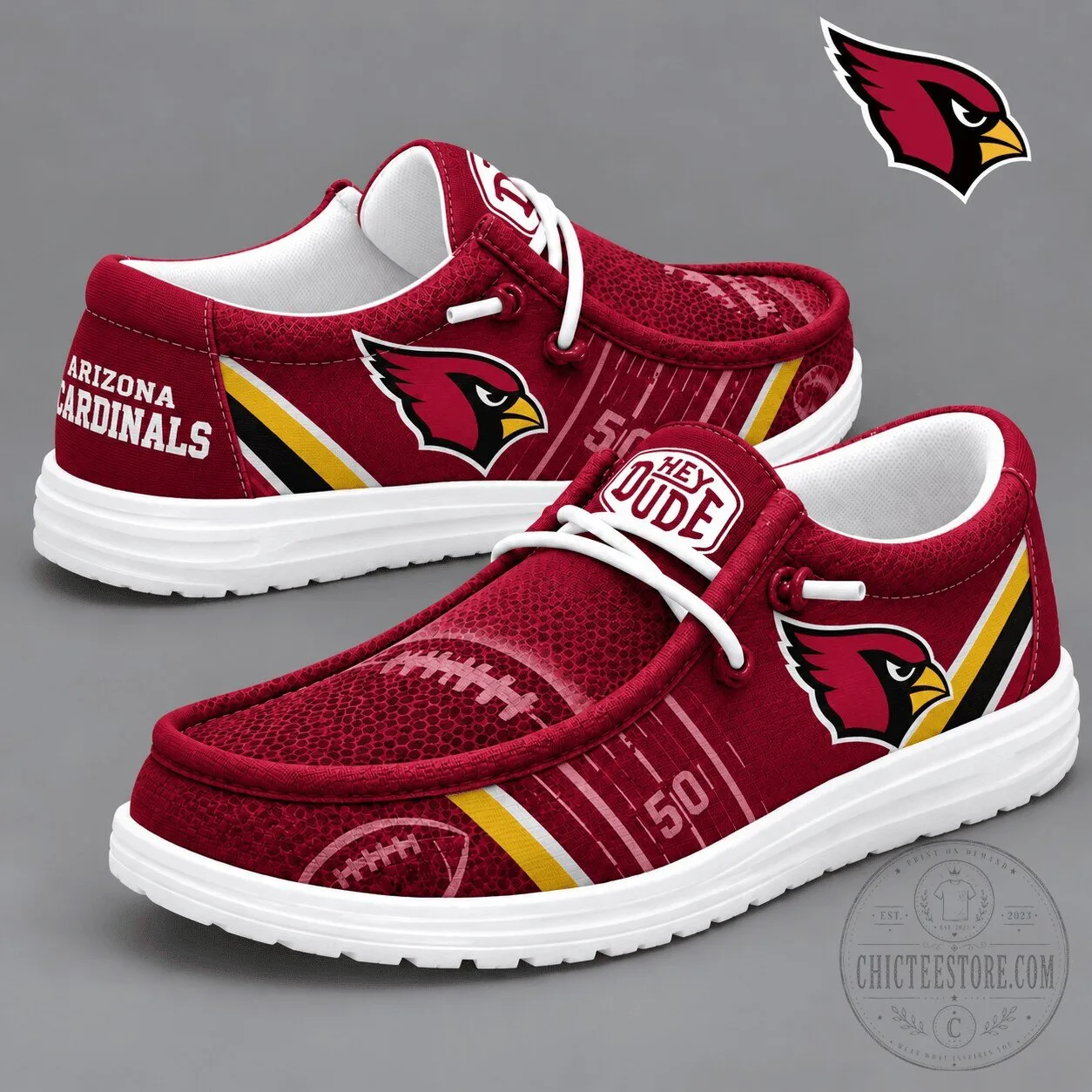 Arizona Cardinals NFL Football Team Logo Red Loafer Shoes for Men