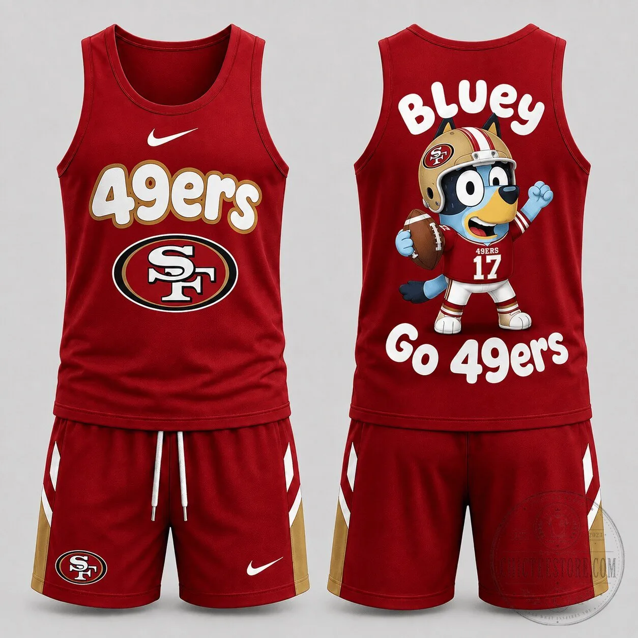 San Francisco 49ers Bluey Cartoon Character Football Game Day Tank Top