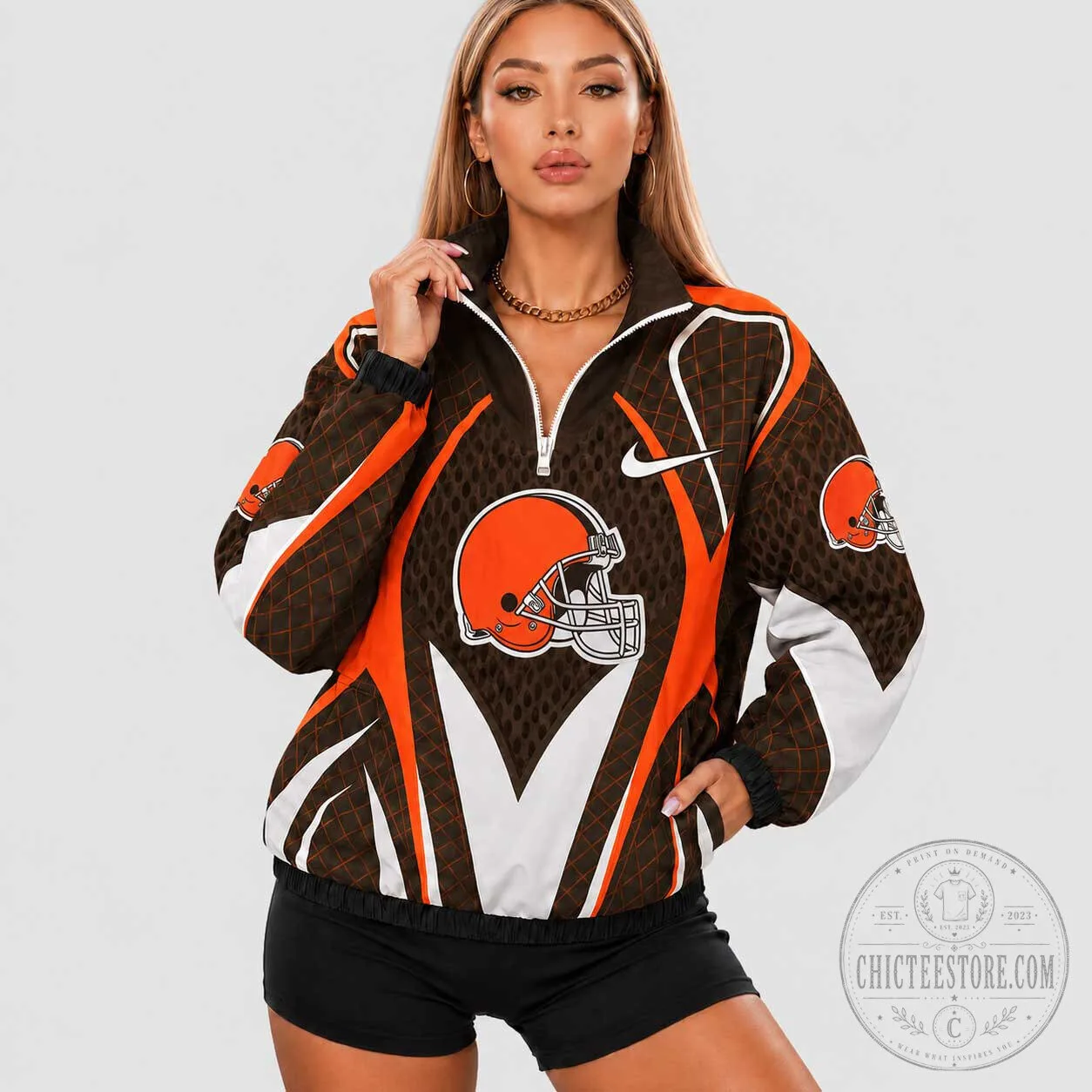 Cleveland Browns NFL Football Team Fan Quarter Zip Pullover Jacket