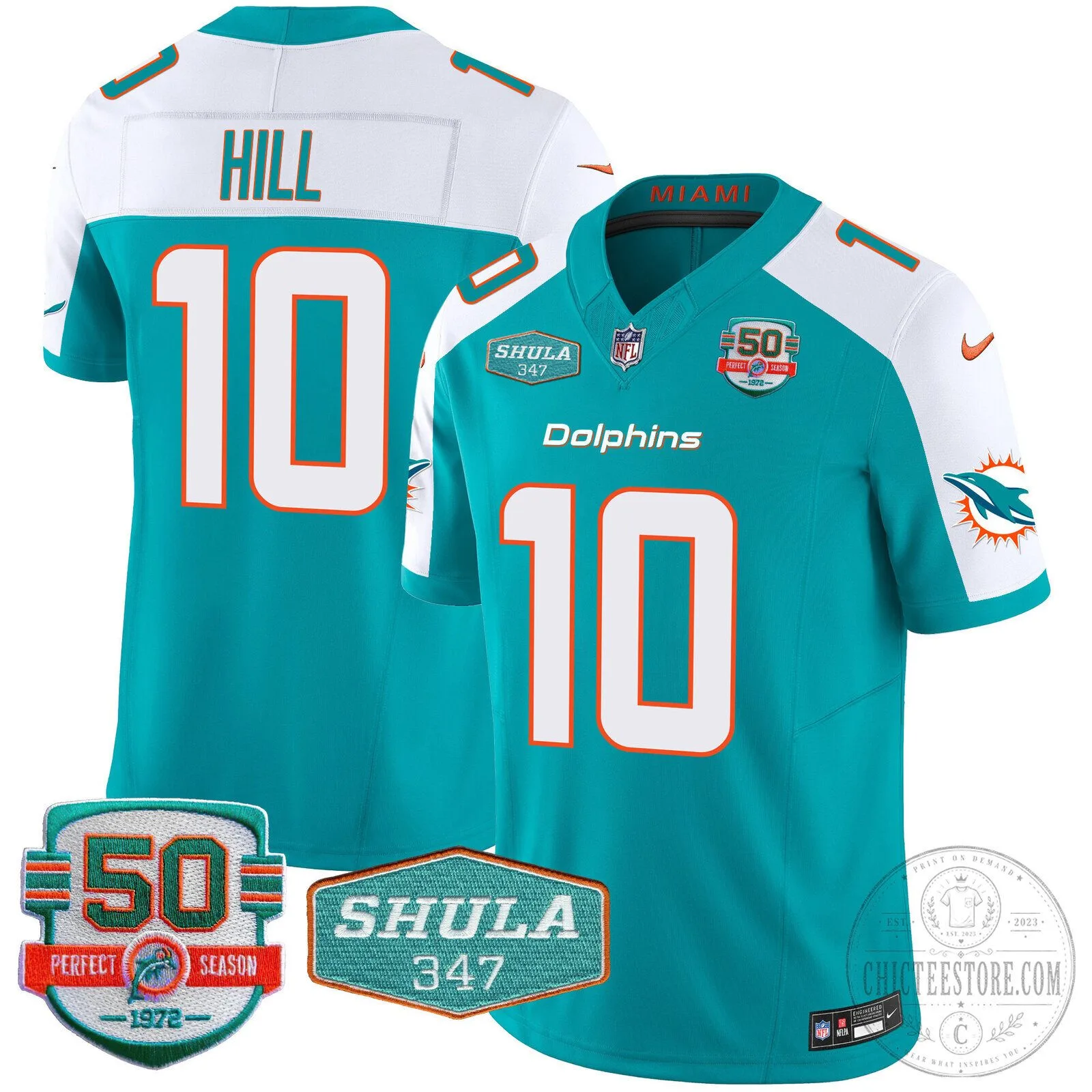 Tyreek Hill Miami Dolphins Football Jersey Shula 347 Patch Vapor