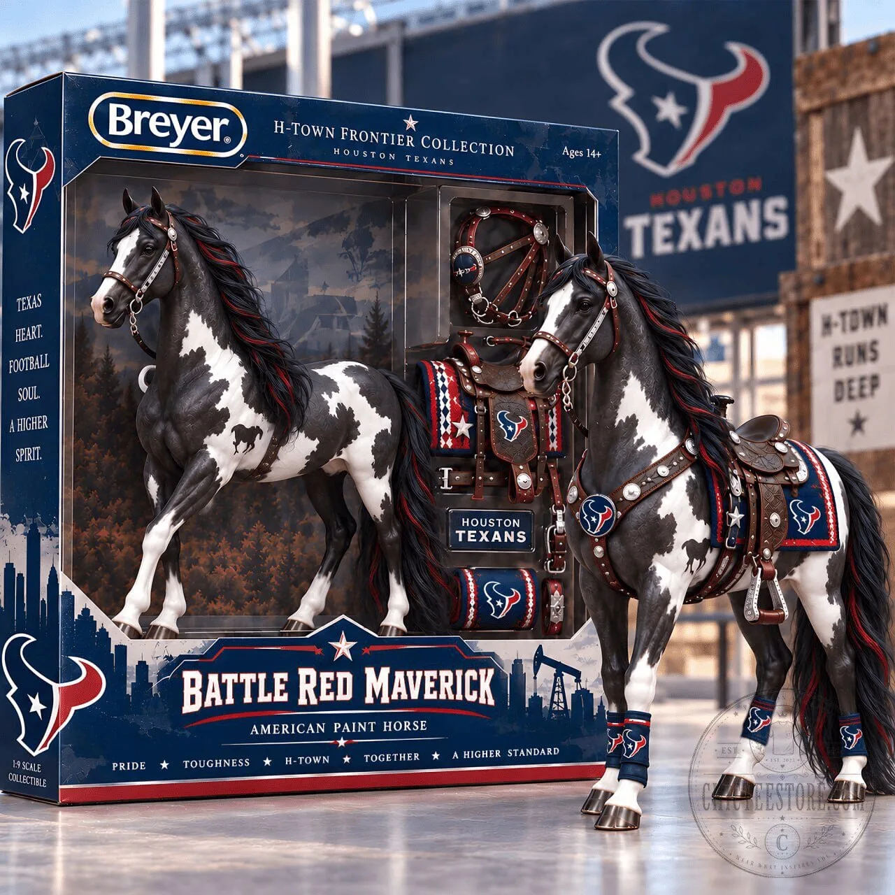 Houston Texans Battle Red Maverick American Paint Horse Collectible Figurine
