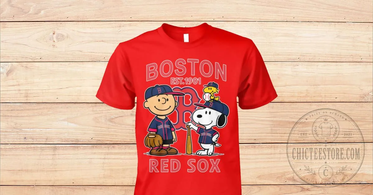 Boston Red Sox Game Day Snoopy and Charlie Brown Baseball T-Shirt