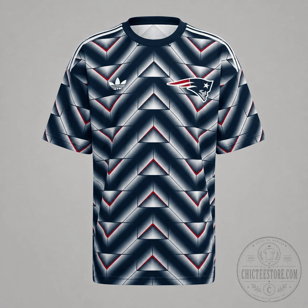 New England Patriots National Football League Retro Geometric Pattern Football Jersey