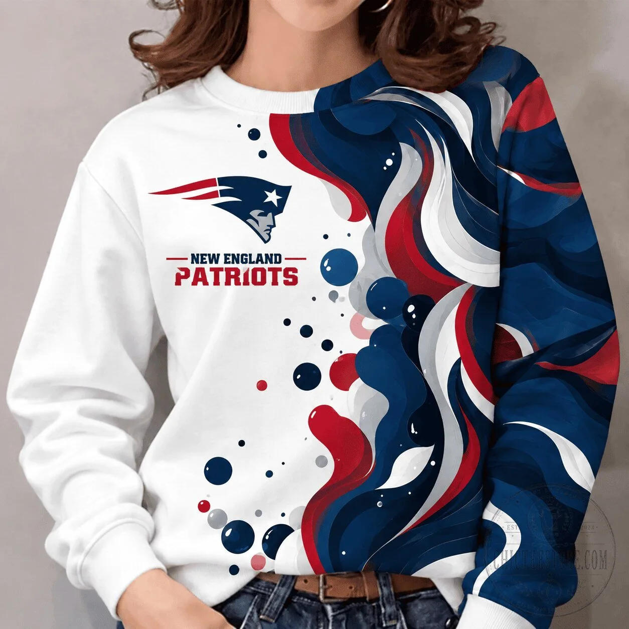 New England Patriots NFL Team Color Vibrant Tide Series Sweatshirt