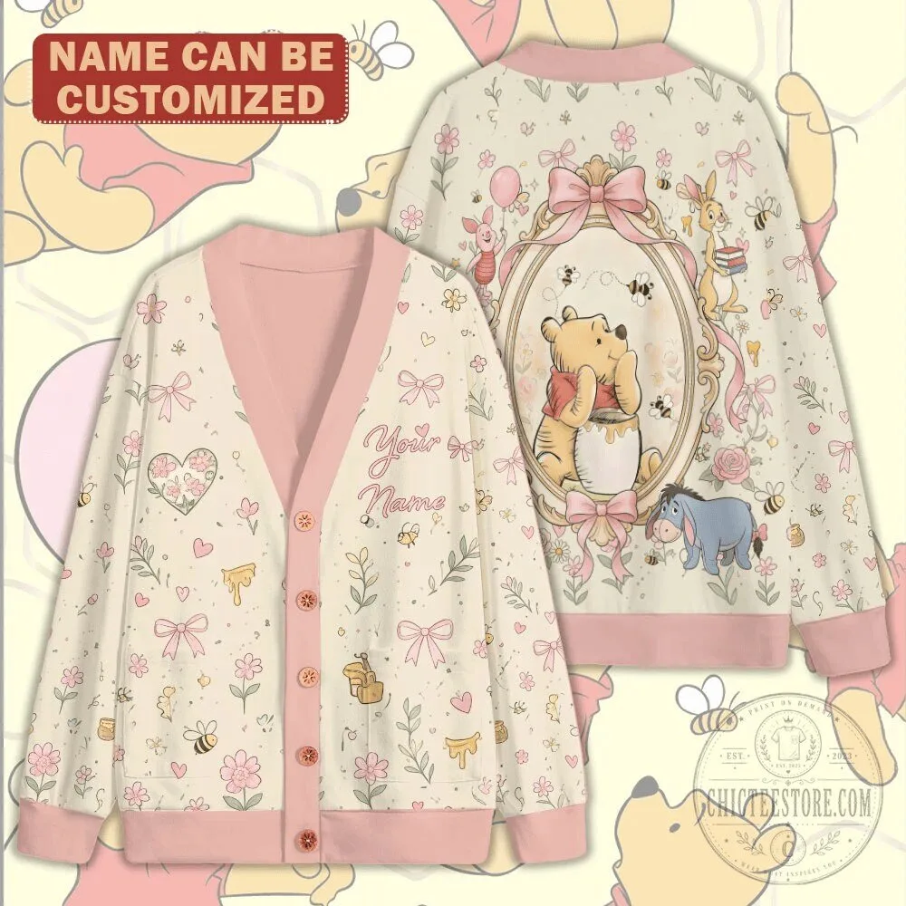 Winnie the Pooh and Friends Personalized Cream Cardigan Sweater