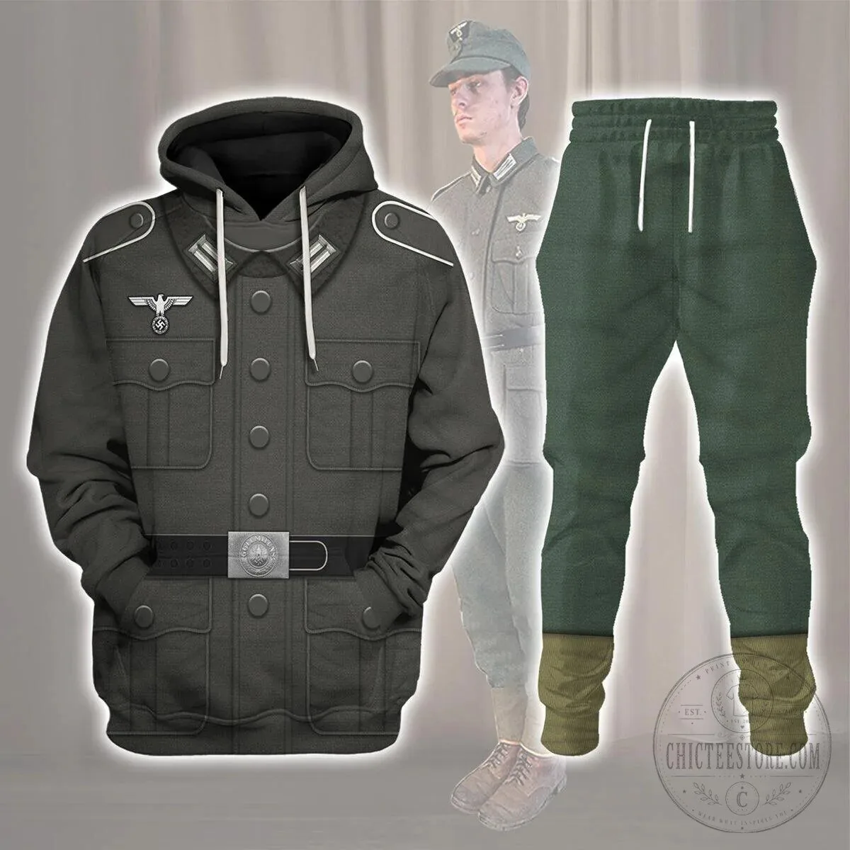 World War II German Army Private Soldier Uniform Hoodie
