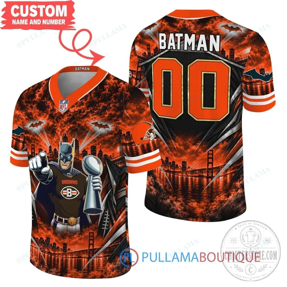 Cleveland Browns Batman Super Bowl Trophy Football Jersey
