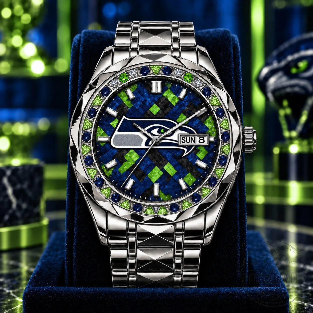 Seattle Seahawks National Football League Team Logo Luxury Stainless Steel Watch