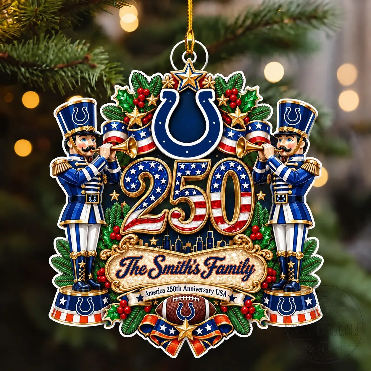 Indianapolis Colts NFL Christmas Ornament Custom Name