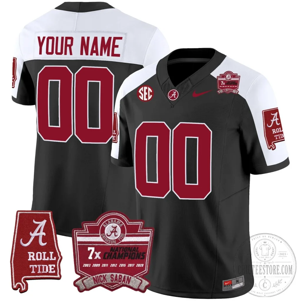 Nick Saban Alabama Crimson Tide National Champions Football Jersey Nick Saban Alabama Crimson Tide National Champions Football Jersey