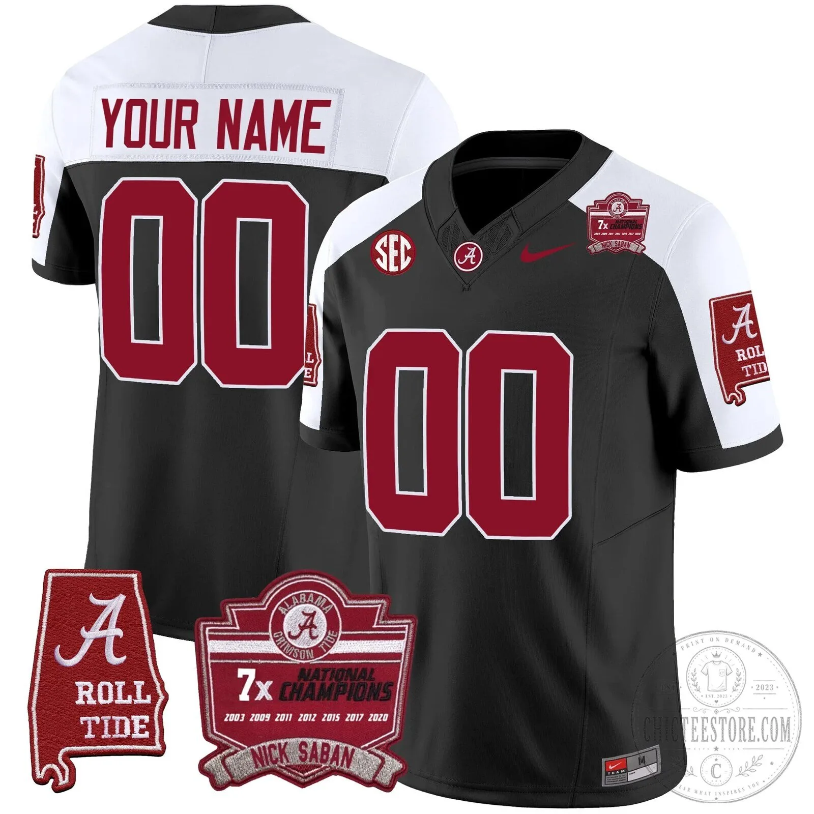 Nick Saban Alabama Crimson Tide National Champions Football Jersey 2 Nick Saban Alabama Crimson Tide National Champions Football Jersey