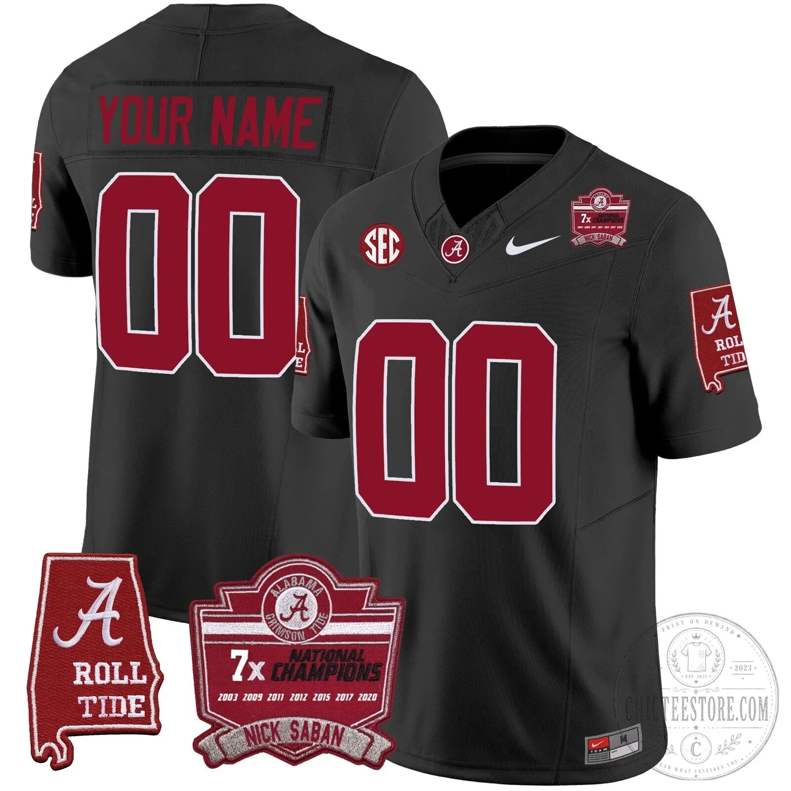 Nick Saban Alabama Crimson Tide National Champions Football Jersey 13 Nick Saban Alabama Crimson Tide National Champions Football Jersey