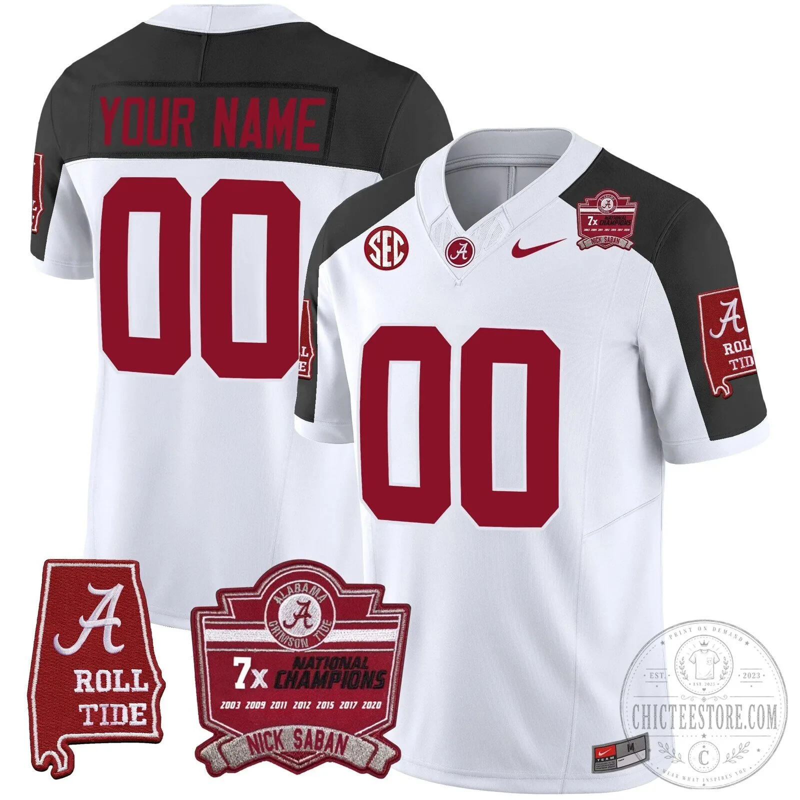 Nick Saban Alabama Crimson Tide National Champions Football Jersey 15 Nick Saban Alabama Crimson Tide National Champions Football Jersey