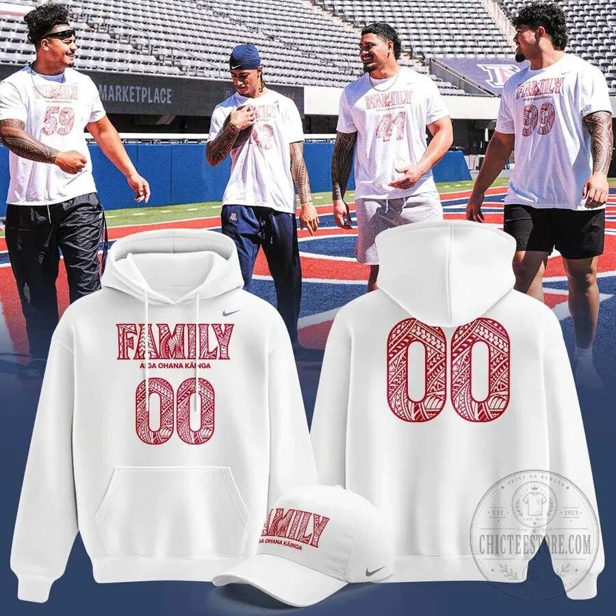 White Hoodie Celebrating Polynesian Heritage for Arizona Wildcats Football Fans