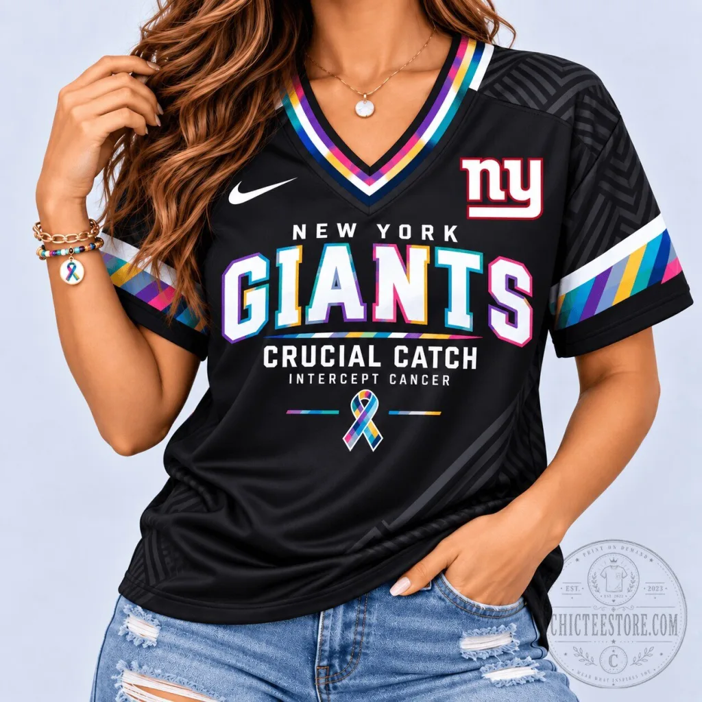 New York Giants Crucial Catch Intercept Cancer NFL Football Jersey New York Giants Crucial Catch Intercept Cancer NFL Football Jersey