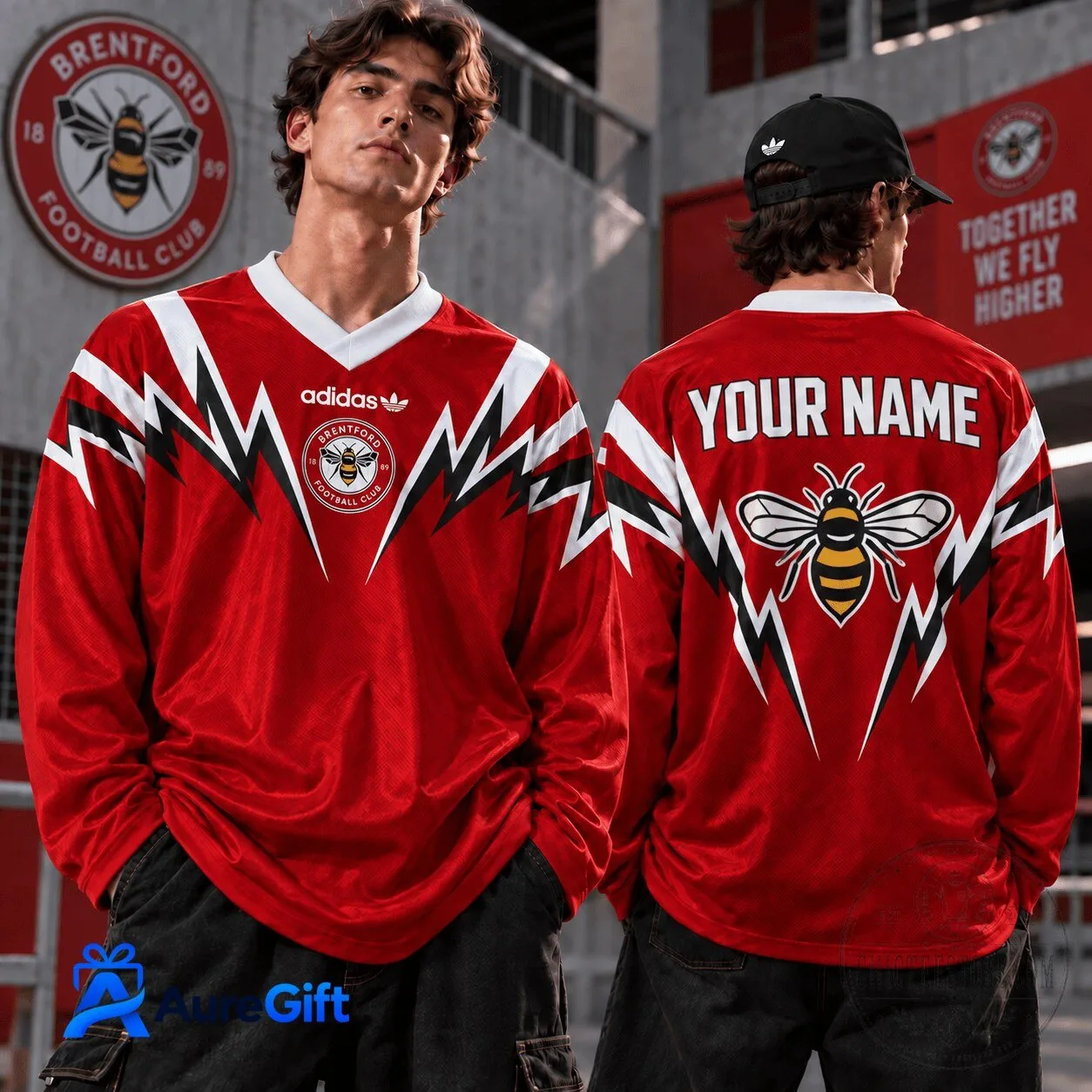 Brentford Football Club Personalized Red Long Sleeve Jersey