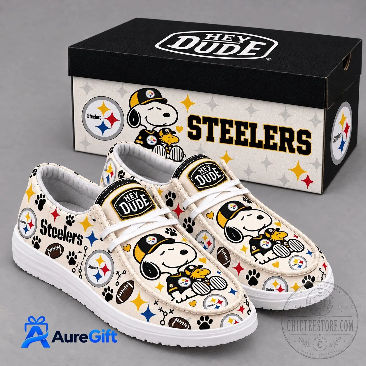 Pittsburgh Steelers Snoopy Peanuts Hey Dude Shoes