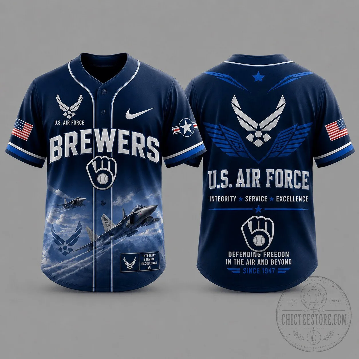 U.S. Air Force Tribute Jersey for Milwaukee Brewers Baseball Fans