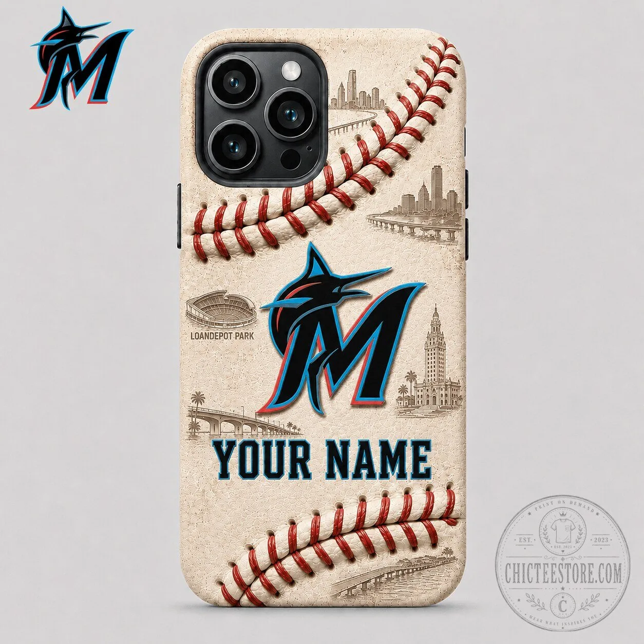 Miami Marlins Baseball Personalized Phone Case for iPhone 15 Pro Max