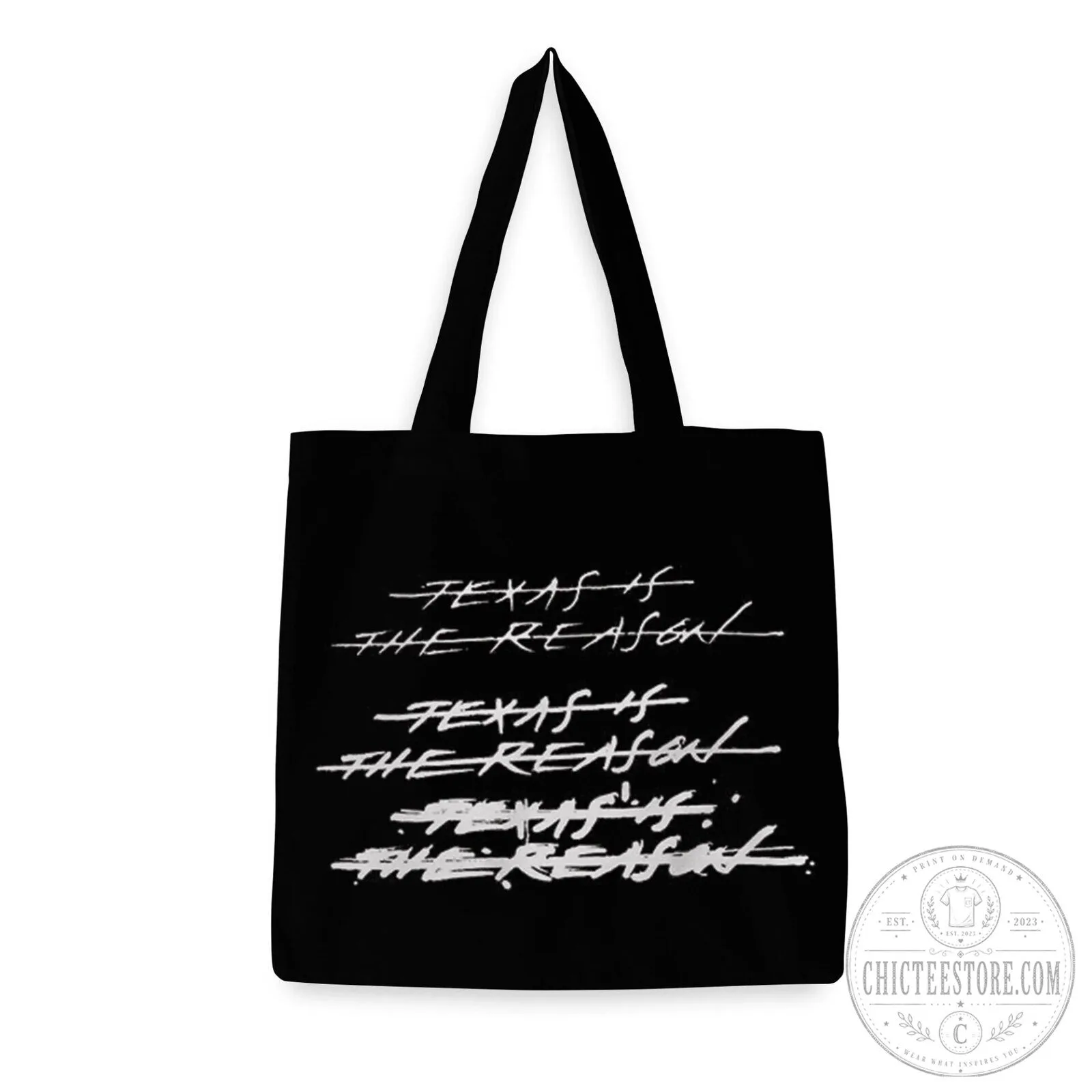 Black Tote Bag featuring Texas Is The Reason Band Logo