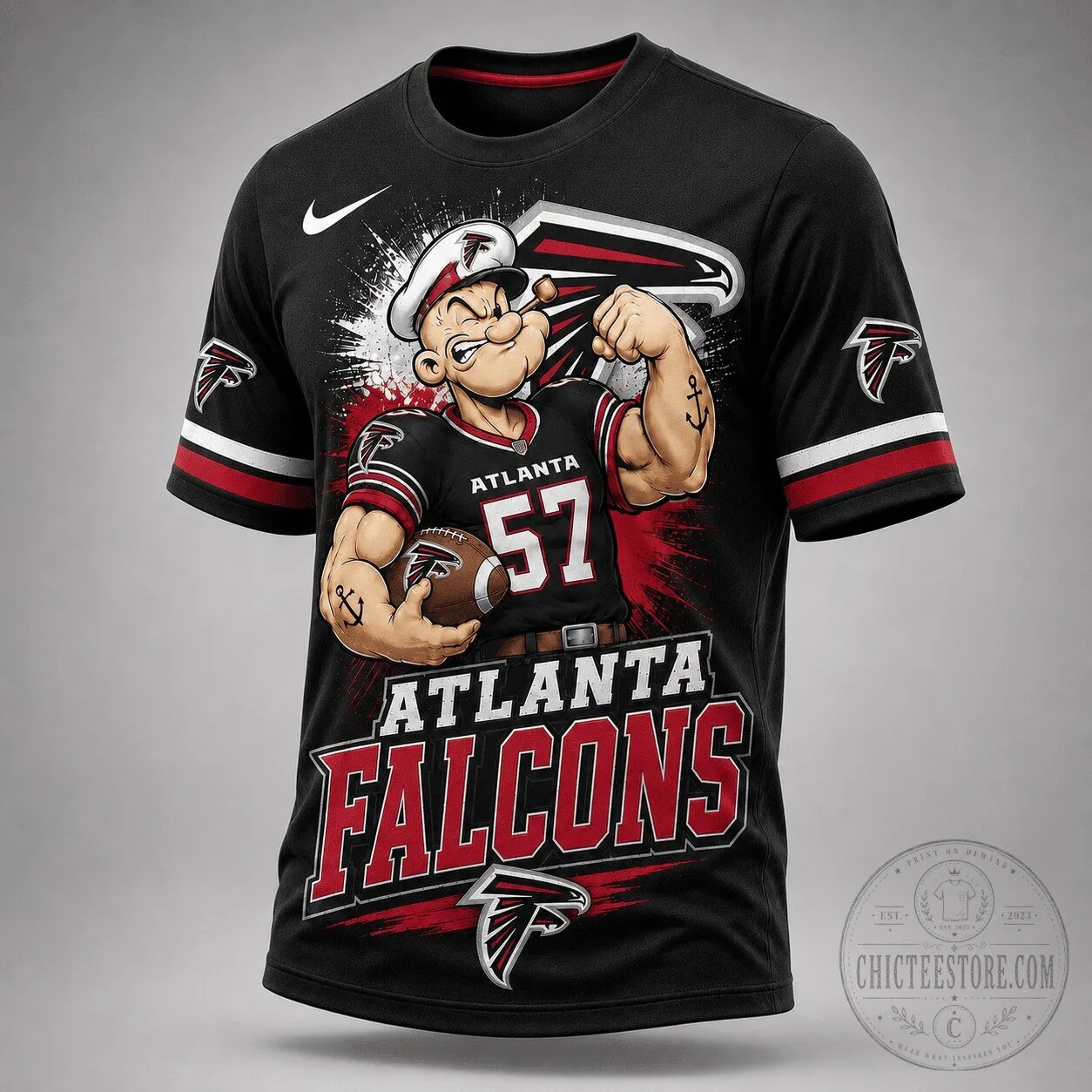 Atlanta Falcons Popeye The Sailor Man Football T-Shirt