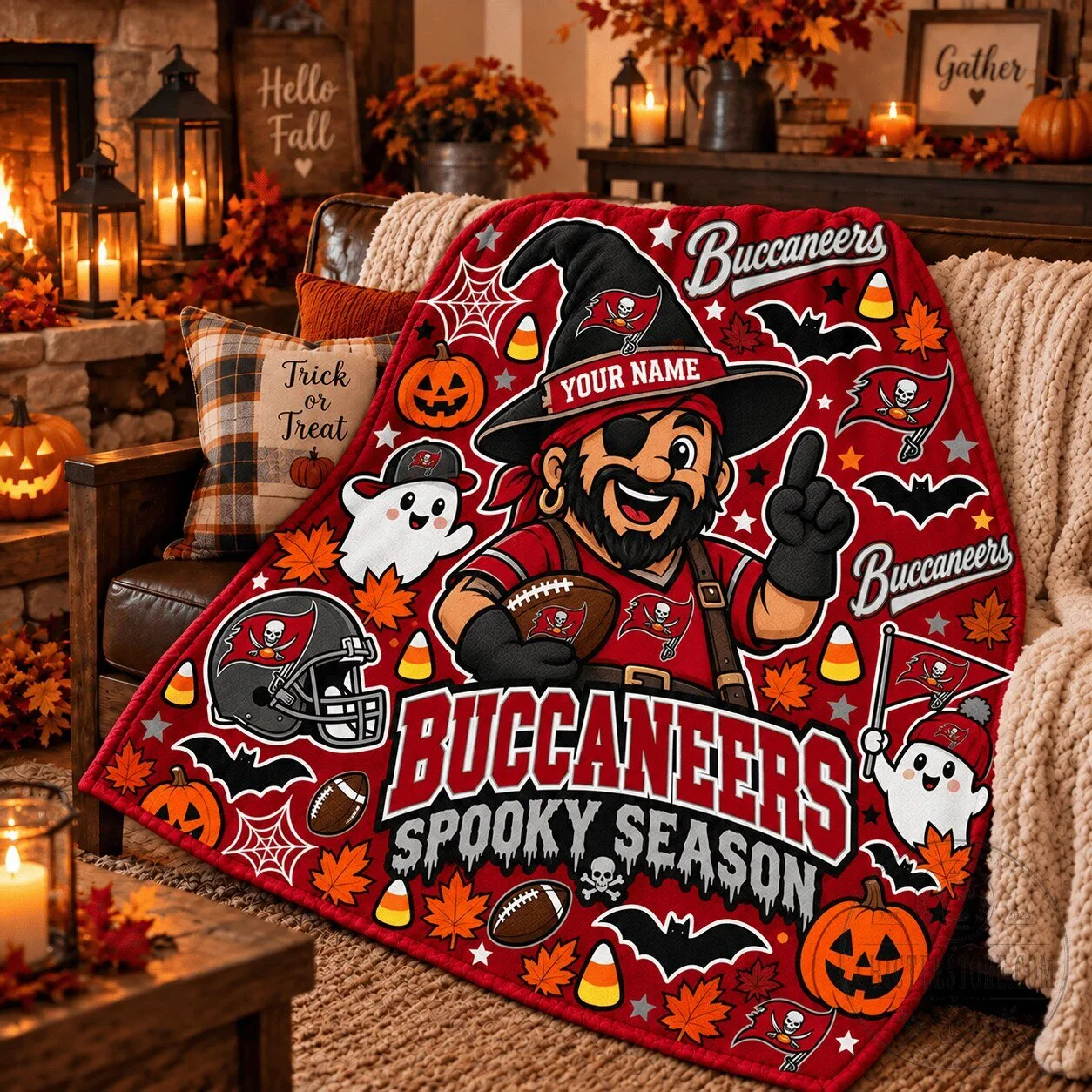 Tampa Bay Buccaneers Halloween Spooky Season Pirate Fleece Blanket 15 Tampa Bay Buccaneers Halloween Spooky Season Pirate Fleece Blanket