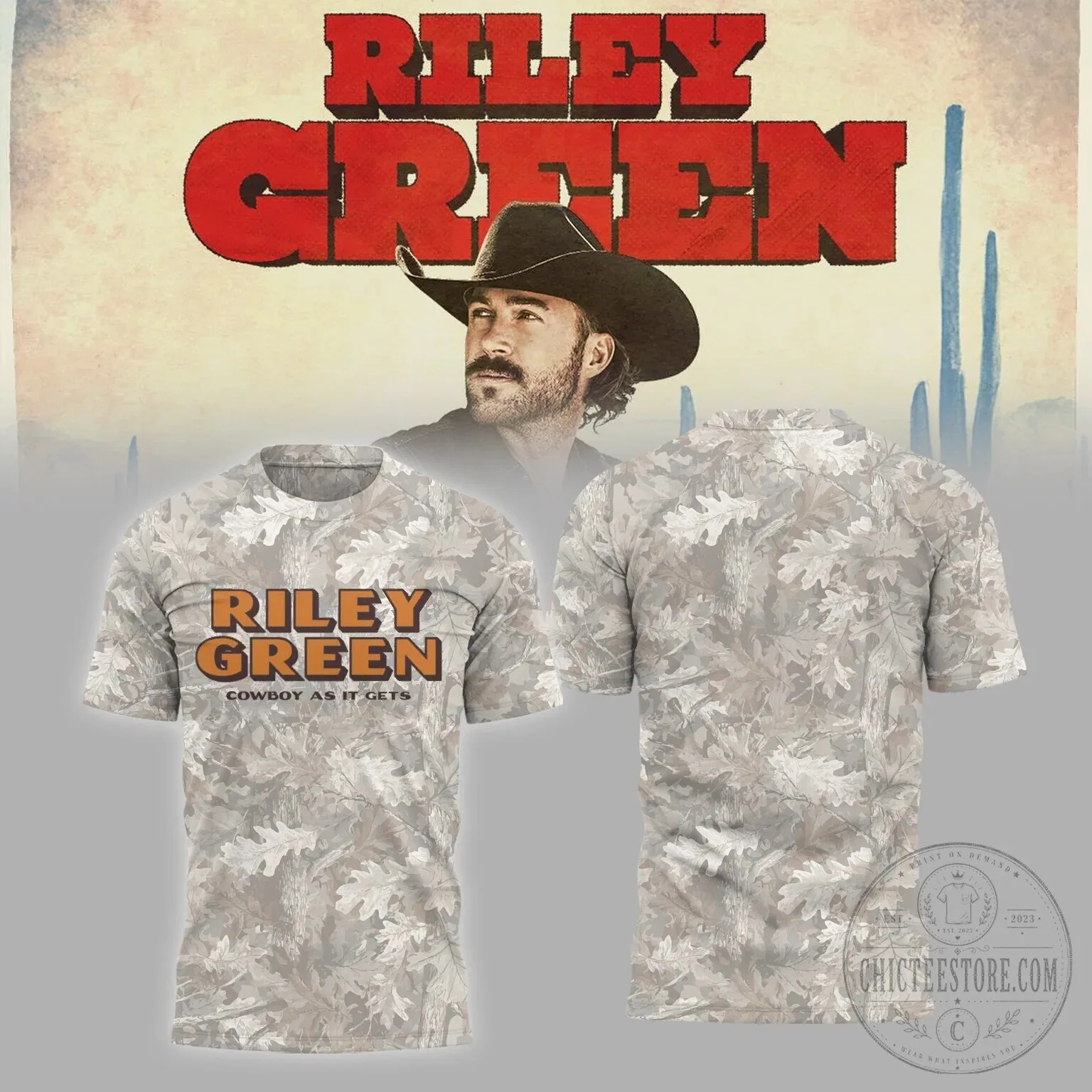 Riley Green Cowboy As It Gets Tour 2026 Edition Camouflage T-Shirt